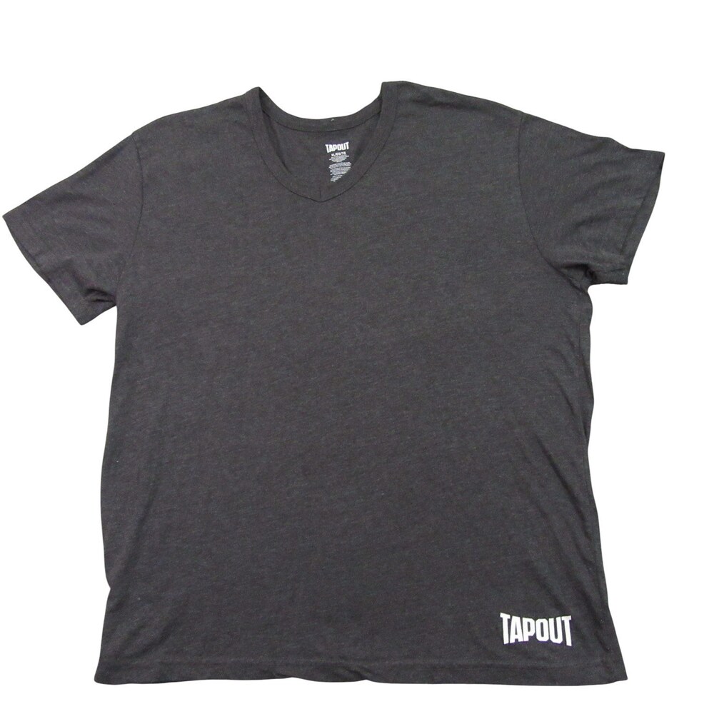 Tapout Mens V Neck T Shirt XL Black Cotton Short Sleeve Spellout Logo‎